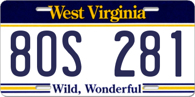 WV license plate 8OS281