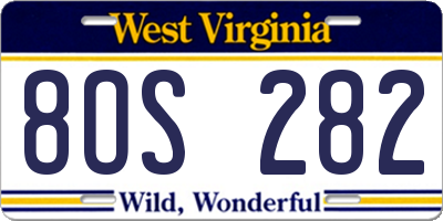 WV license plate 8OS282