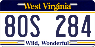 WV license plate 8OS284