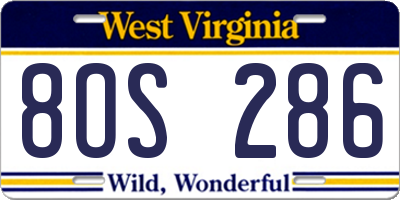 WV license plate 8OS286