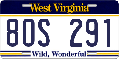 WV license plate 8OS291