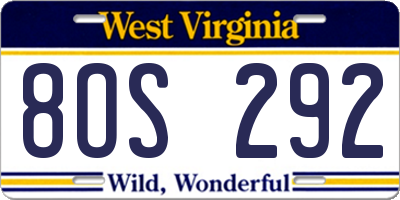 WV license plate 8OS292