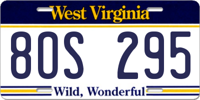 WV license plate 8OS295
