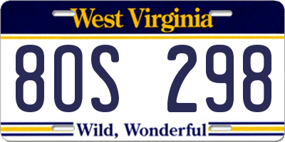 WV license plate 8OS298