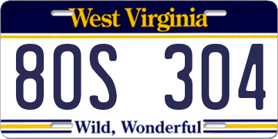 WV license plate 8OS304