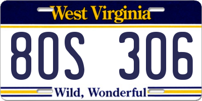 WV license plate 8OS306