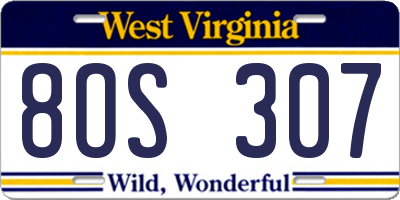 WV license plate 8OS307
