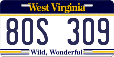 WV license plate 8OS309