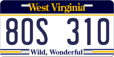 WV license plate 8OS310