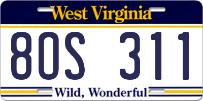 WV license plate 8OS311