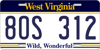 WV license plate 8OS312