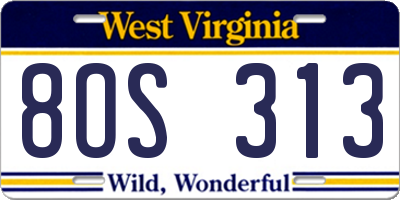 WV license plate 8OS313