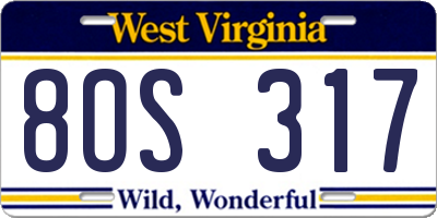 WV license plate 8OS317