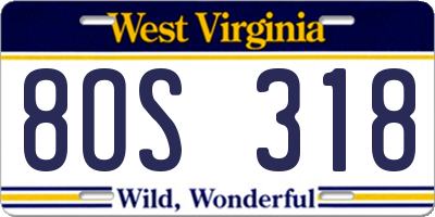 WV license plate 8OS318