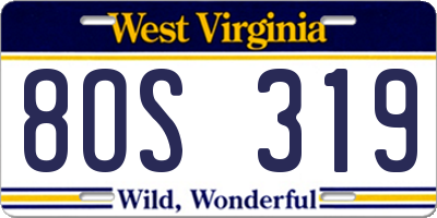 WV license plate 8OS319