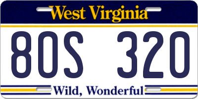 WV license plate 8OS320