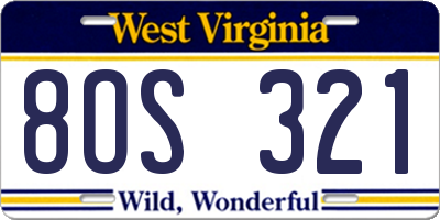 WV license plate 8OS321