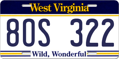 WV license plate 8OS322