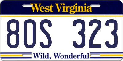 WV license plate 8OS323