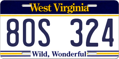 WV license plate 8OS324