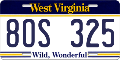 WV license plate 8OS325
