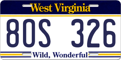 WV license plate 8OS326