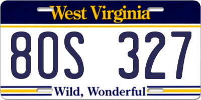WV license plate 8OS327