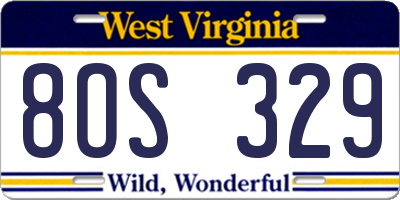 WV license plate 8OS329