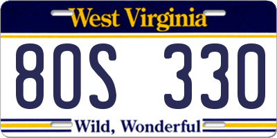 WV license plate 8OS330