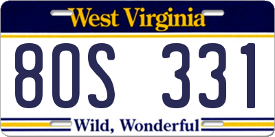 WV license plate 8OS331