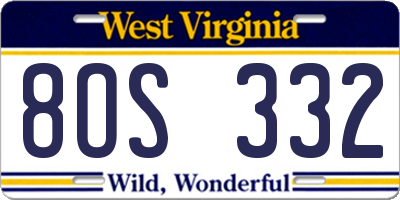 WV license plate 8OS332