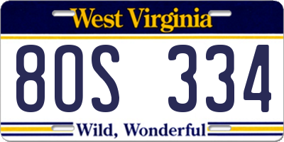 WV license plate 8OS334