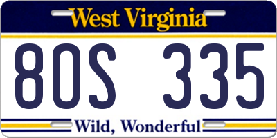 WV license plate 8OS335