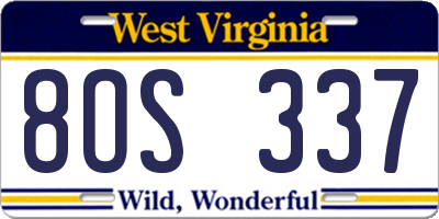WV license plate 8OS337