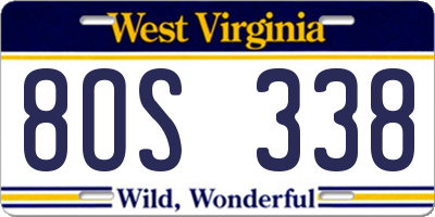 WV license plate 8OS338