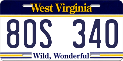 WV license plate 8OS340