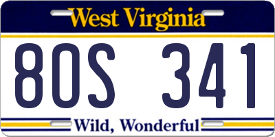 WV license plate 8OS341
