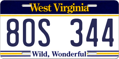 WV license plate 8OS344