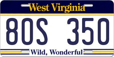 WV license plate 8OS350