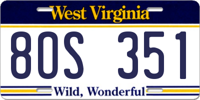 WV license plate 8OS351
