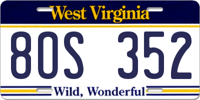 WV license plate 8OS352