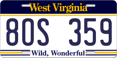WV license plate 8OS359