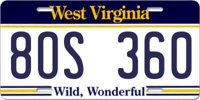 WV license plate 8OS360