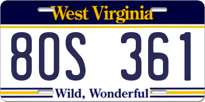 WV license plate 8OS361