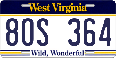 WV license plate 8OS364