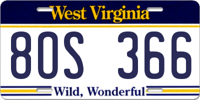 WV license plate 8OS366