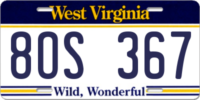 WV license plate 8OS367