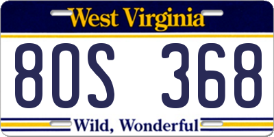WV license plate 8OS368