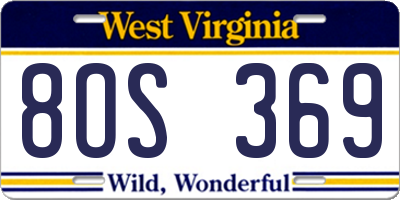 WV license plate 8OS369