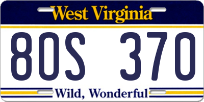 WV license plate 8OS370
